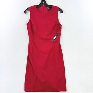 Maggy London Women's Sleeveless Sheath Dress Red Fitted Career Size 4 Womens NEW
